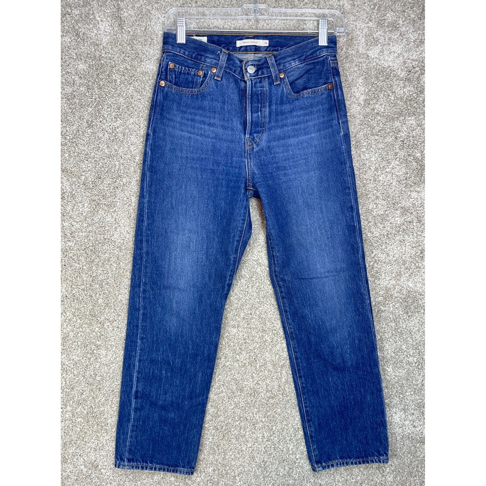 Levi's Premium Wedgie Straight Jeans Womens 26 Blue High Rise Button Fly Denim